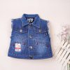 Áo khoác jeans PSB sát nách phối 2 túi ngang cho bé